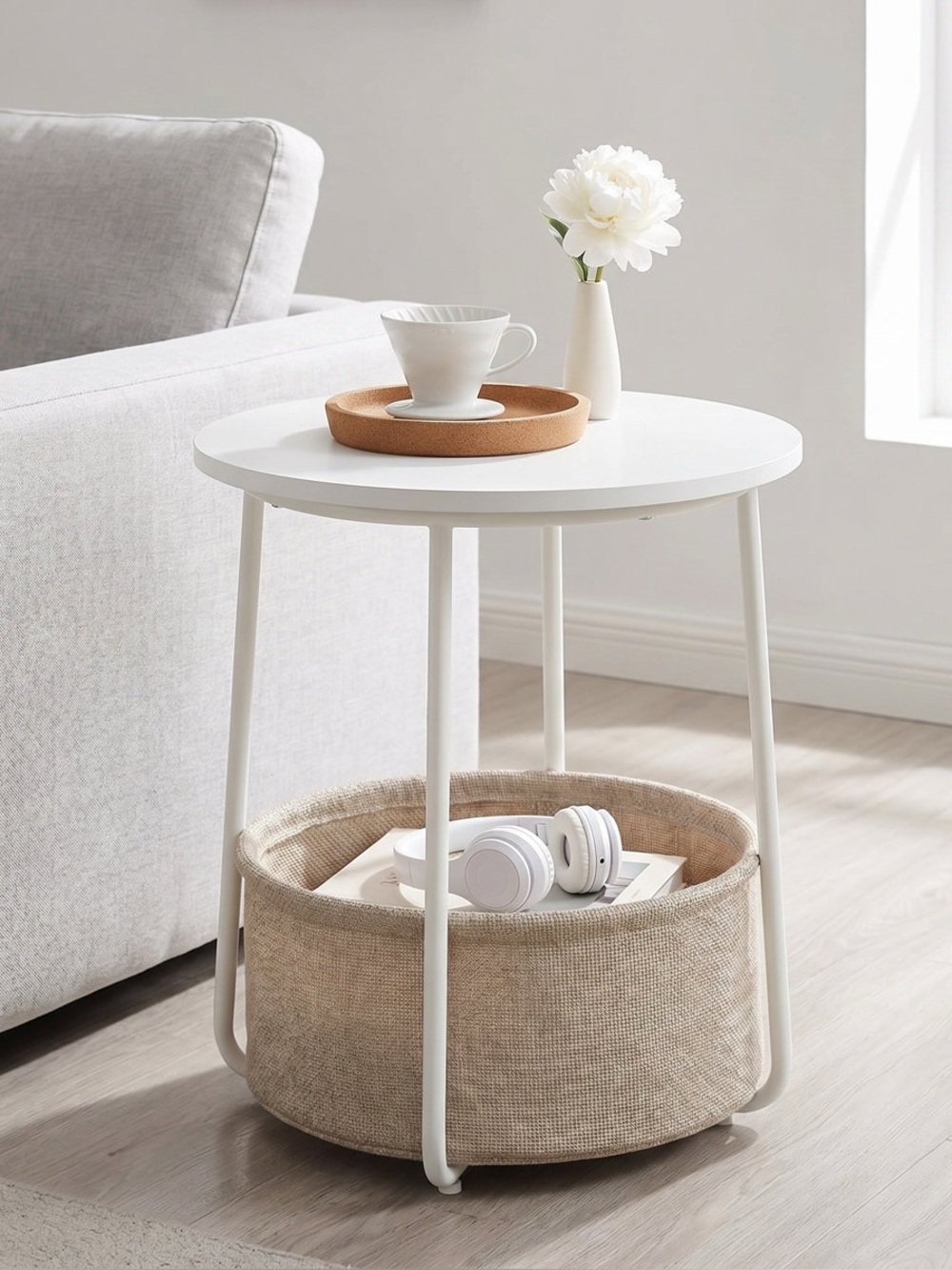 Target Side Table with Storage Round End Tables Living Room Small Spaces Bedroom